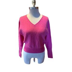 Tahari 100% Cashmere Pink V- Neck Pullover Sweater Sz Medium Luxury Old Money